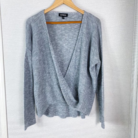 Express Sweaters - Express light grey wrap sweater!